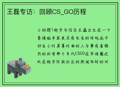 王磊专访：回顾CS_GO历程